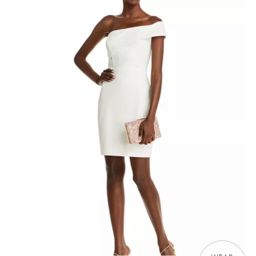 AQUA scuba elegant off shoulder dress